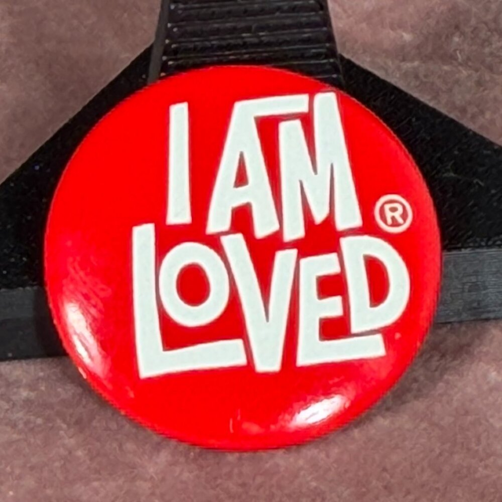 Vintage "I Am Loved" Button Pin by Helzberg's Diamond Shops